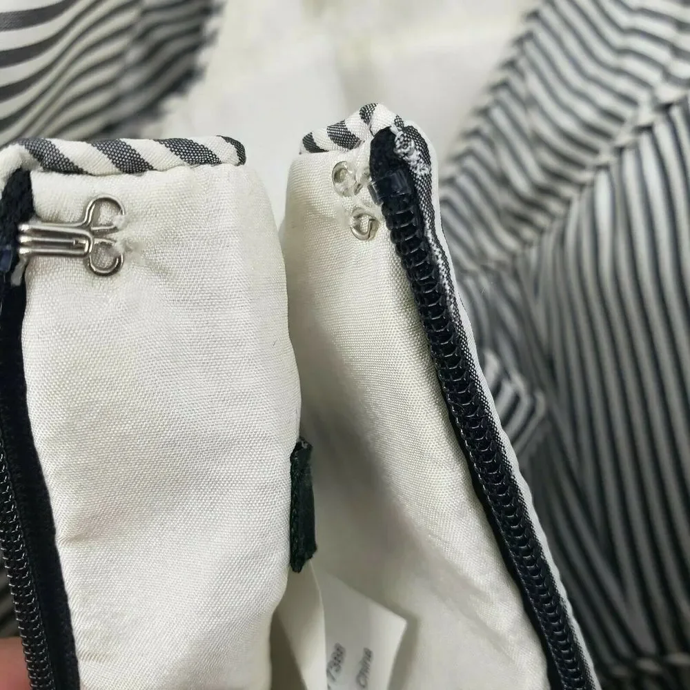 J. Crew‎ Dress White Black Pinstripe Pin Up